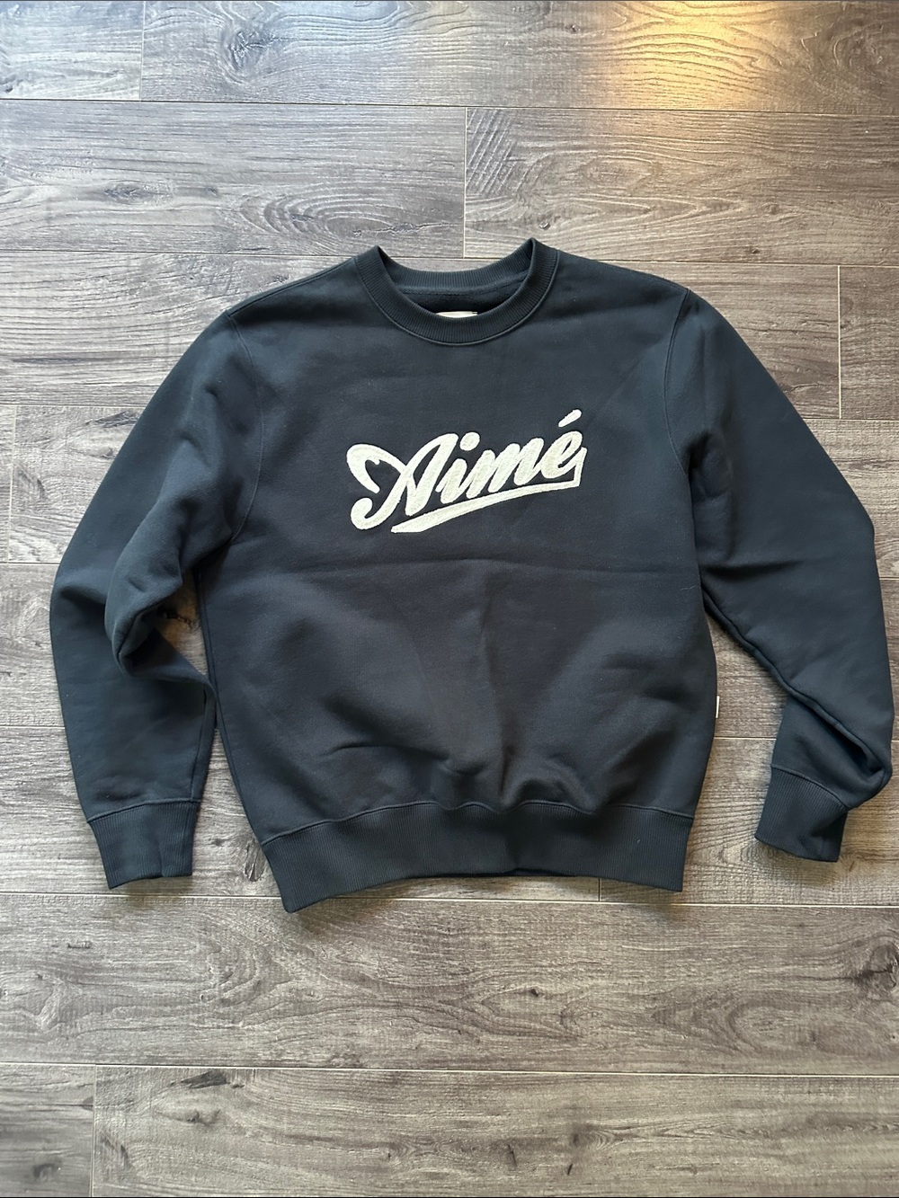 Aime Leon Dore Black Crewneck with White Script Logo